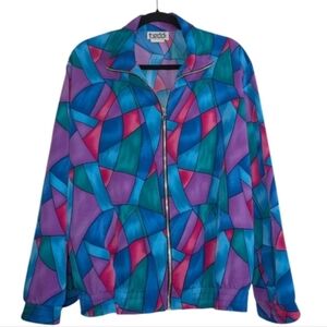 Teddi Women's Colorful Geometric Bomber Jacket